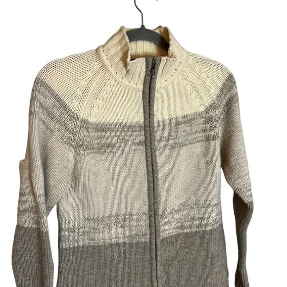 Patagonia 100% Lambswool Zip Up Sweater Jacket Cardigan | Taupe & Cream | Size S - Picture 3 of 7